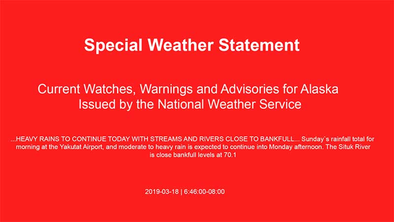 REACH Digital Signage Software Weather Alert Example