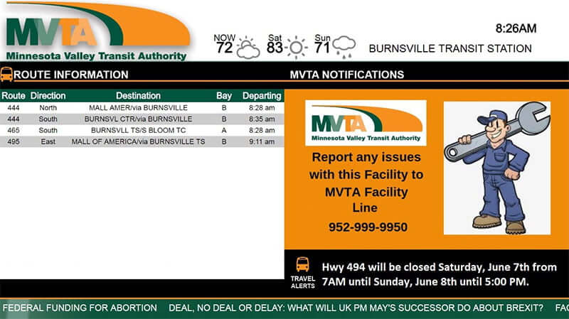 Minnesota Valley Transit Authority Expands Digital Signage with REACH