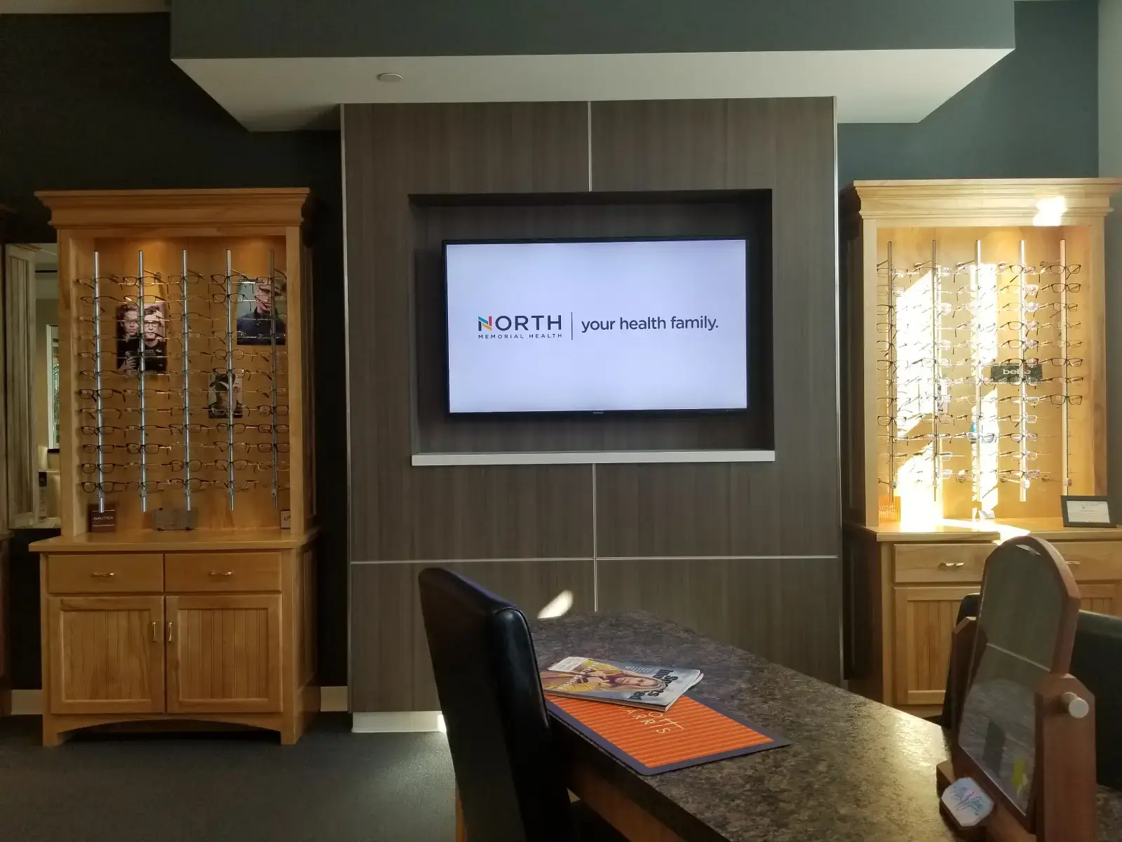Simple digital signage featured in the lobby of North Memorial Health