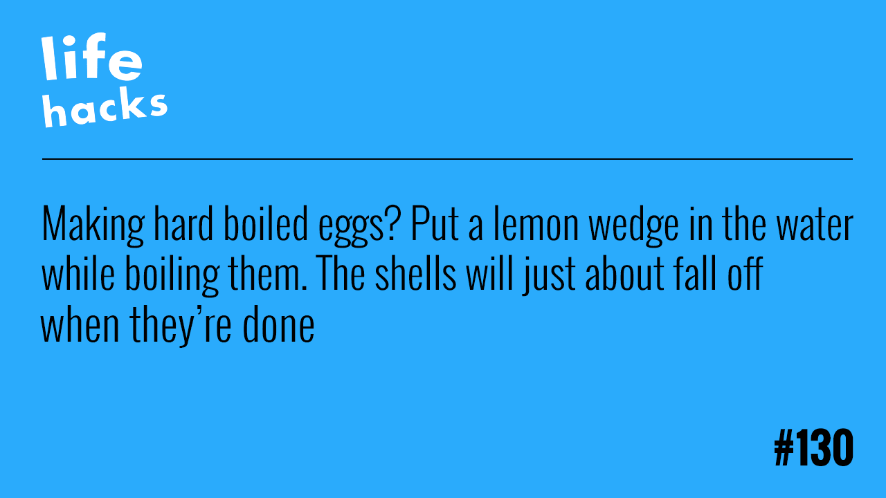 Blue life hack about hard boiled eggs for digital signage