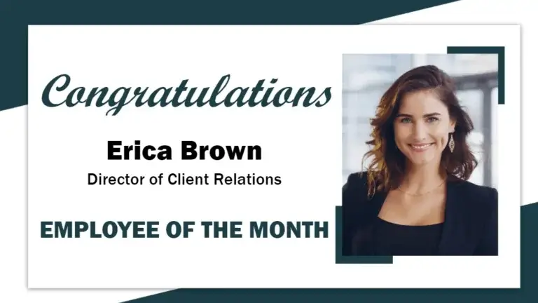 Corporate digital signage screen from Reach Media Network displaying employee of the month congratulations message.