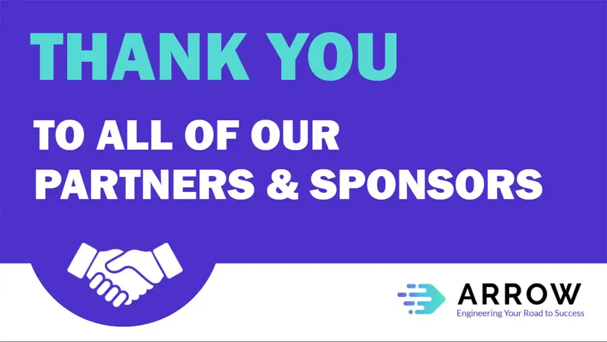 Arrow corporate digital signage partners and sponsors thank you message content from Reach Media Network