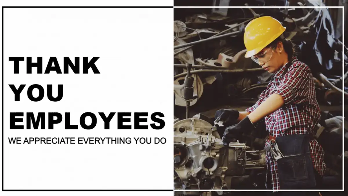 Manufacturing digital signage employee thank you message content from Reach Media Network