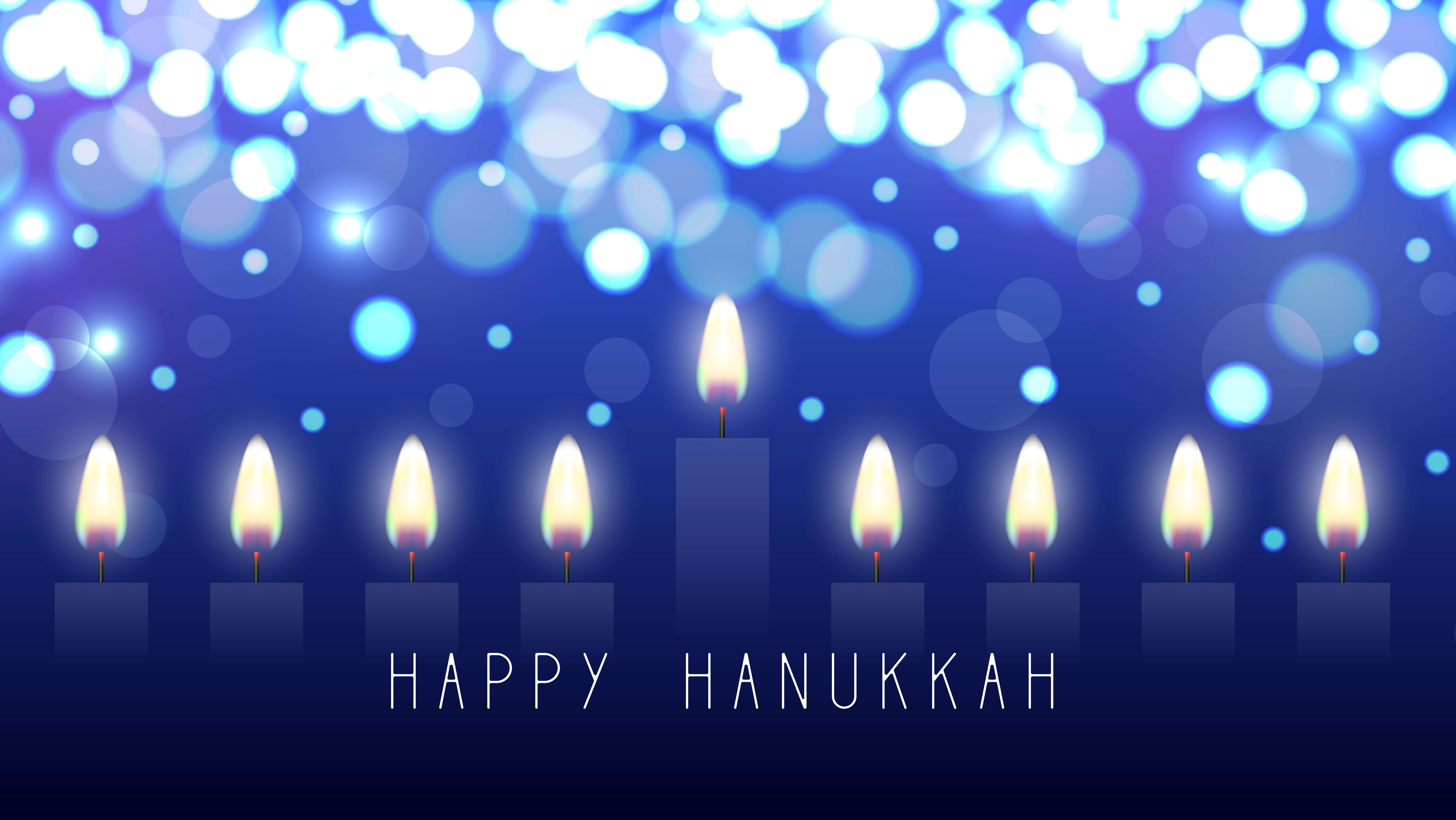 Hanukkah greeting card with candles. Happy Hanukkah, Jewish holiday background. Vector Hanukkah background with menorah