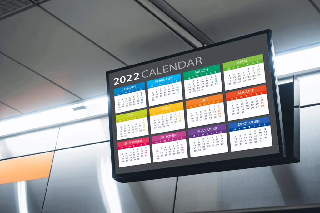 digital signage calendar examples