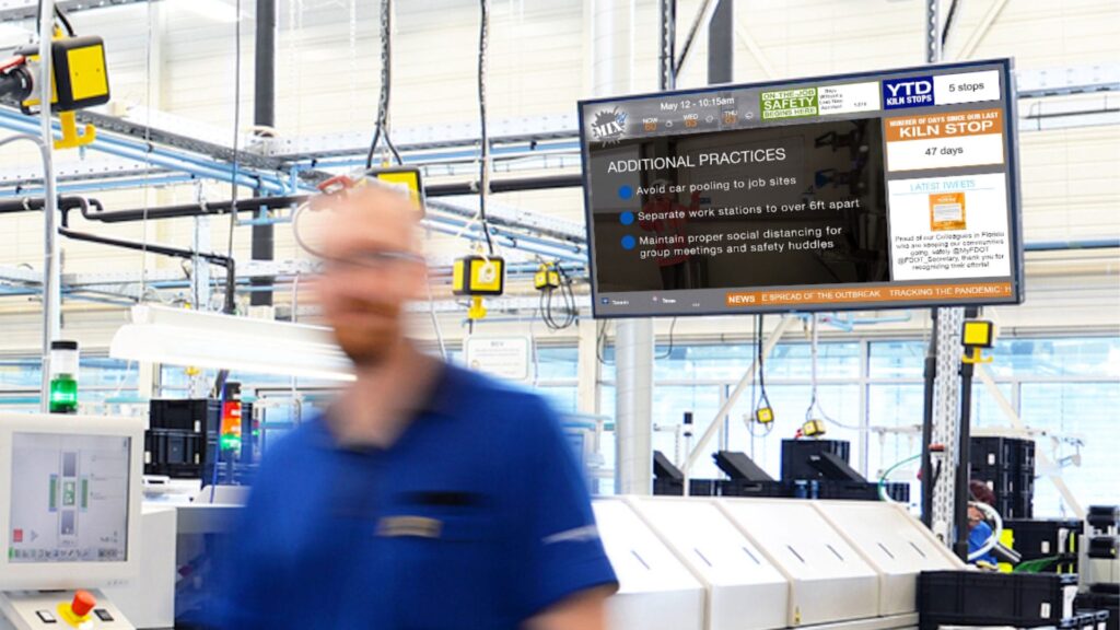 Corporate--Internal-Communications-min Manufacturing digital signage screen featured above machinery.