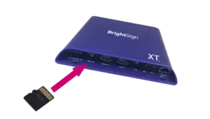 Reach-Media-Network-digital-signage-BrightSign-player-insert-SD-card BrightSign XT hardware device SD card swap, Reach Media Network digital signage