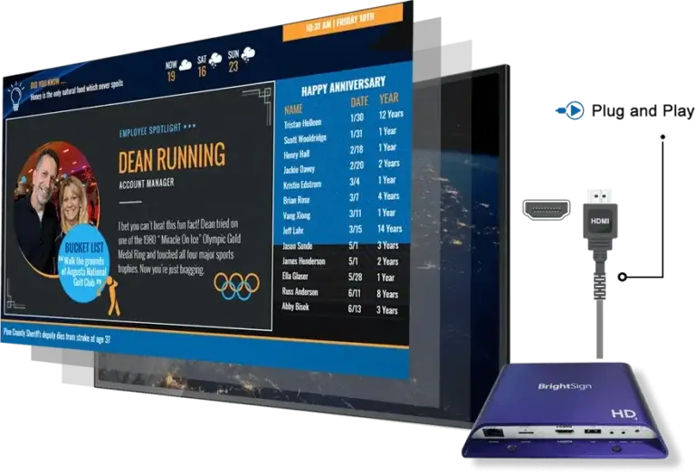 Reach Media Network Plug and Play digital signage, BrightSign HD media player