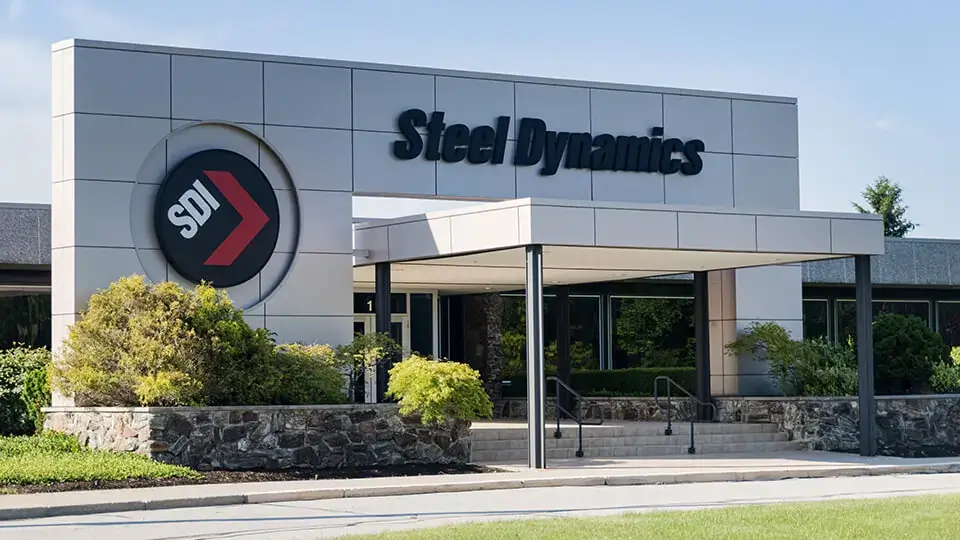 Steel Dynamics building exterior, Reach Media Network digital signage case study