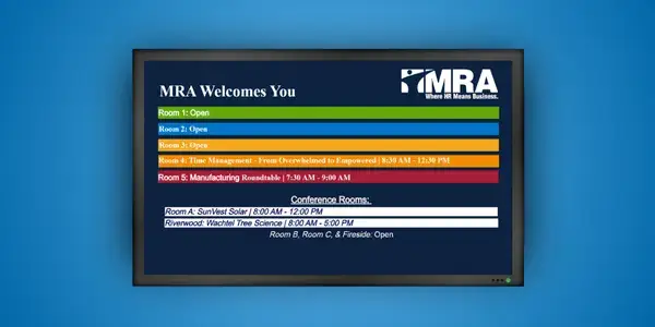 TV Meeting Room digital signage by REACH Media Network