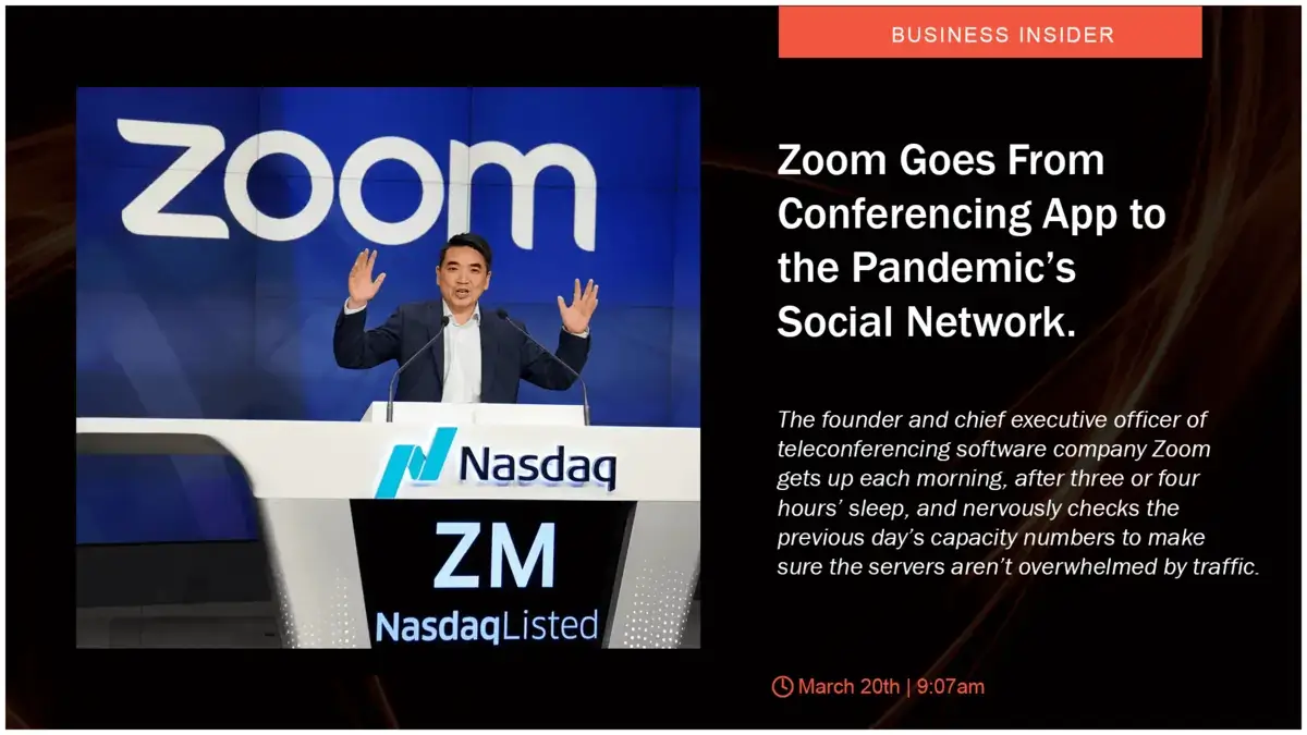 Digital signage screen from Reach Media Network displaying financial news.