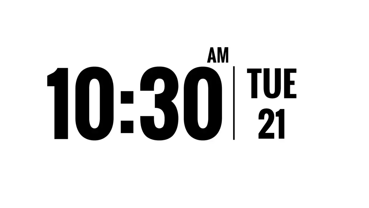 Digital signage screen from Reach Media Network displaying date and time