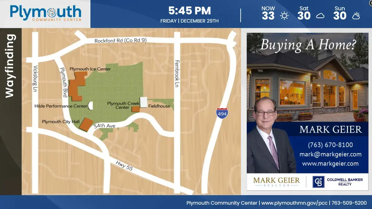 Kean University digital signage touch screen from Reach Media Network displaying interactive campus map.