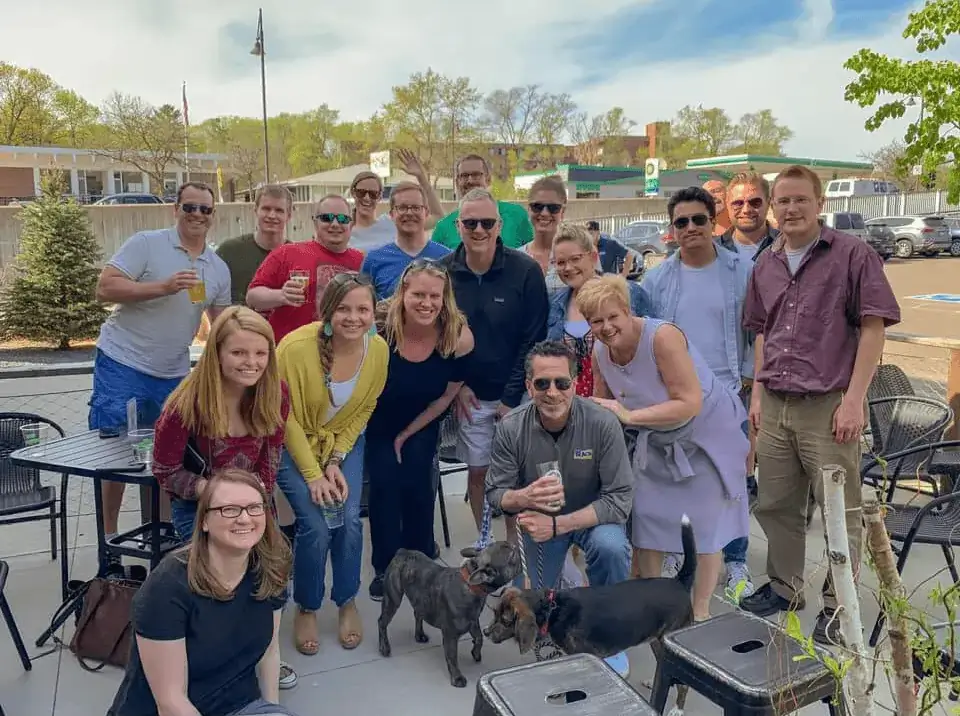 REACH Media Network company team event with dogs