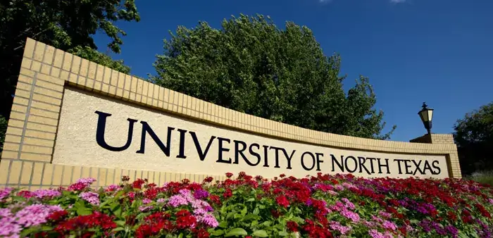 University of North Texas entry signage.