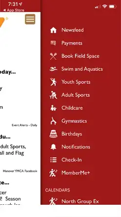 Hanover digital screen mobile app touchscreen sidebar, Reach Media Network