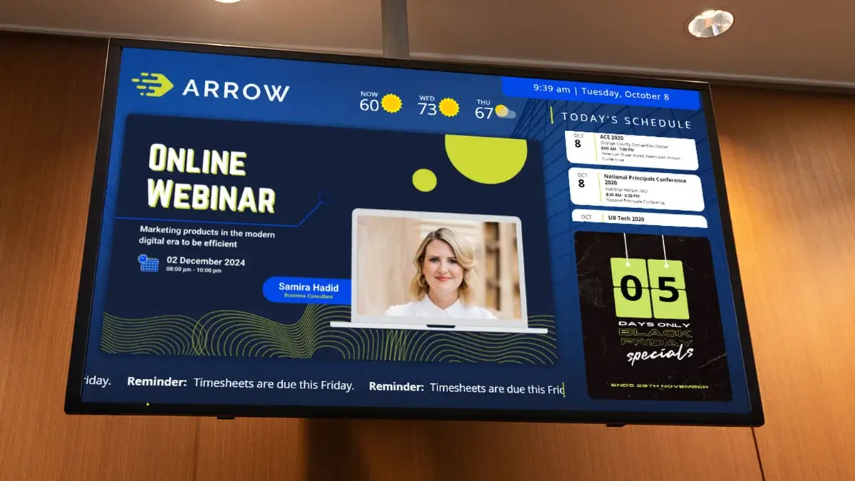 Arrow digital signage marketing by REACH Media Network