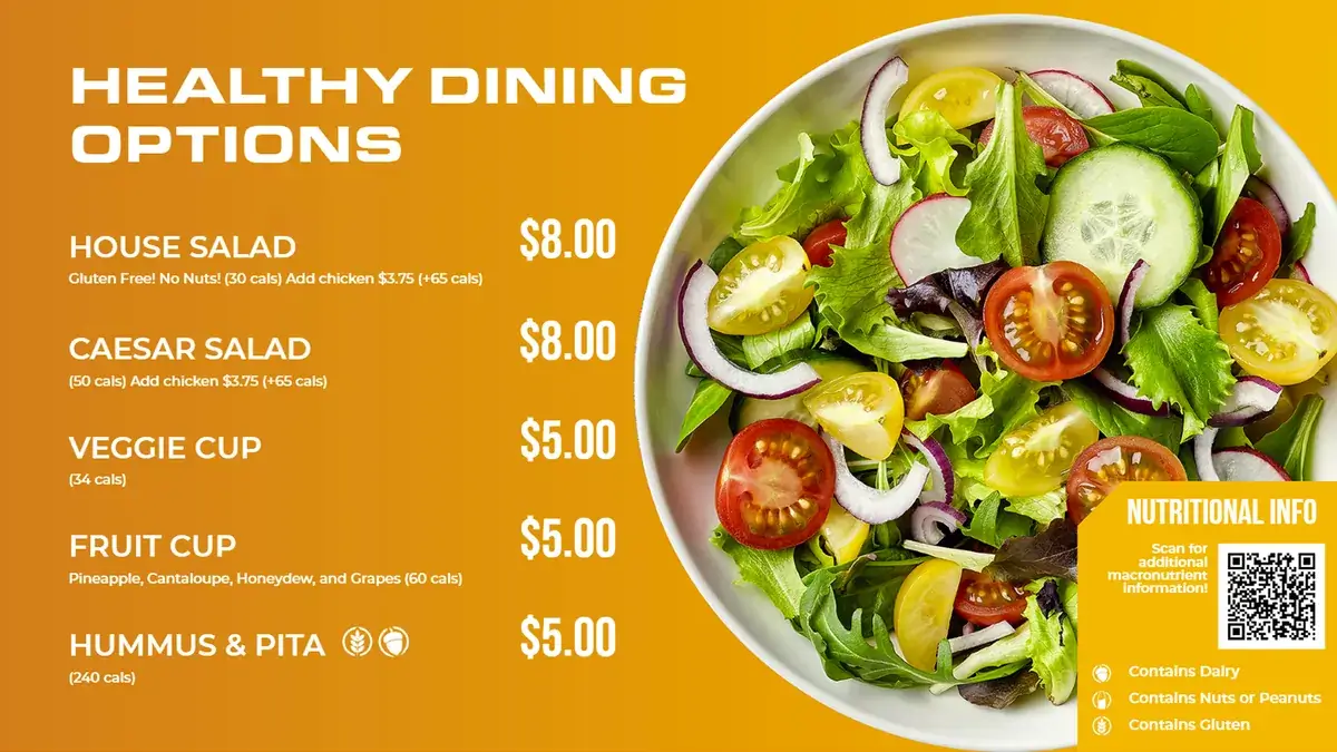 Highlands Sports Complex menu board digital signage screen from Reach Media Network