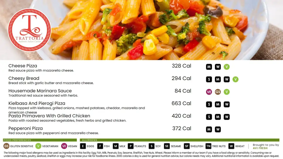 Alfred University menu board digital signage screen from Reach Media Network