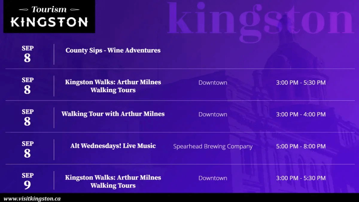 Kingston layout showcasing event schedule