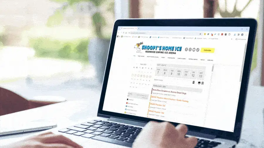Reach-Media-Network-web-calendars-digital-signage-solutions Snoopy's Home ice arena web-based digital signage featuring events calendar, Reach Media Network